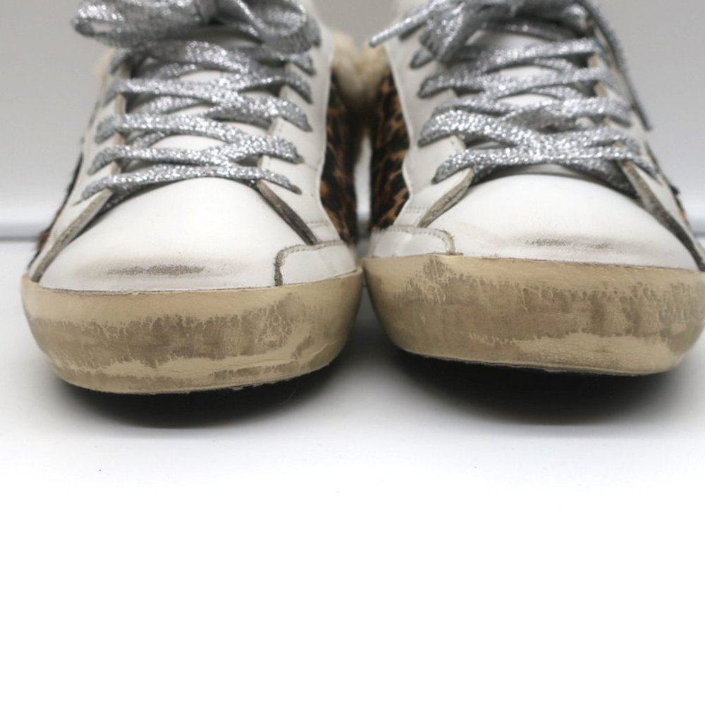 GOLDEN GOOSE SUPERSTAR SABOT SHEARLING SNEAKERS LEOPARD PRINT CALF HAIR SIZE 37 - Picture 4 of 10